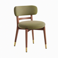Chaise de salle à manger 50 x 56 x 80 cm en tissu vert et bois foncé style rétro