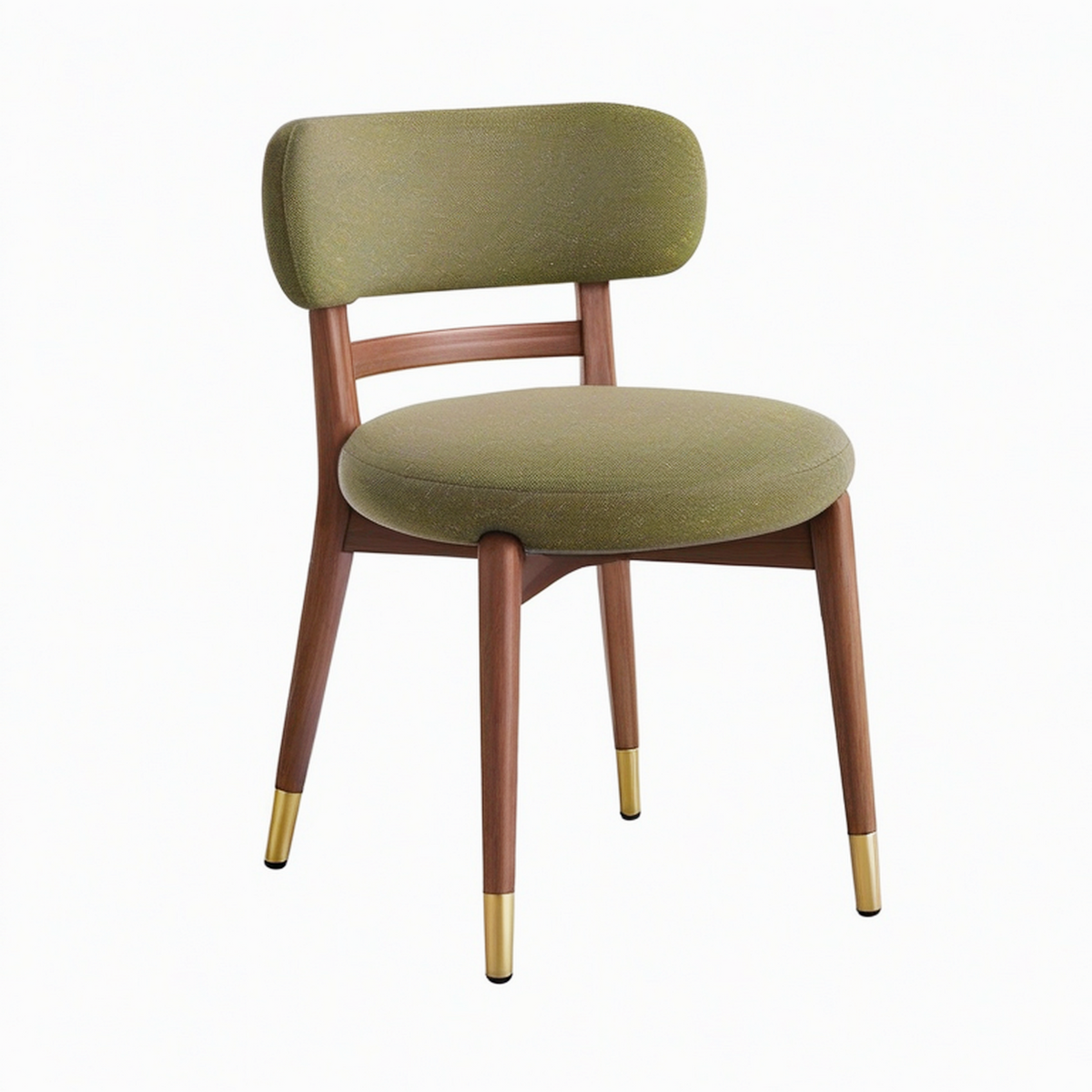 Chaise de salle à manger 50 x 56 x 80 cm en tissu vert et bois foncé style rétro