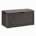 Coffre de rangement extérieur 120 x 60 x 63 cm en résine tressée noir avec couvercle verrouillable