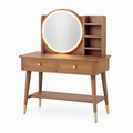 Coiffeuse 100 x 45 x 150 cm en bois marron avec miroir lumineux et rangement