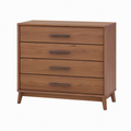 Commode 90 x 45 x 95 cm en panneaux effet noyer avec 4 tiroirs style moderne