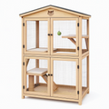 Enclos pour chat 100 x 60 x 180 cm en bois naturel avec grillage et plateformes