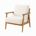 Fauteuil 72 x 75 x 90 cm en tissu bouclette écru et bois style scandinave