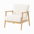 Fauteuil 75 x 78 x 85 cm en tissu bouclette écru et bois naturel style scandinave