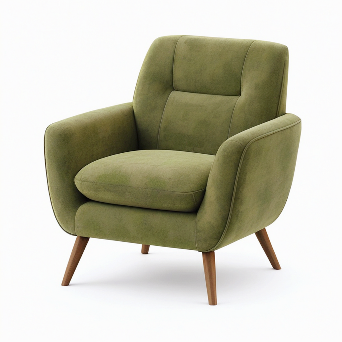 Fauteuil 78 x 85 x 95 cm en velours vert avec pieds en bois style rétro