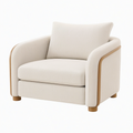 Fauteuil 85 x 83 x 82 cm en tissu beige et bois style contemporain pour salon