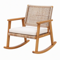 Fauteuil à bascule 70 x 85 x 95 cm en bois et corde beige avec coussin style naturel