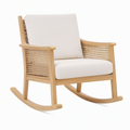 Fauteuil à bascule 70 x 95 x 100 cm en bois naturel beige avec cannage style bohème